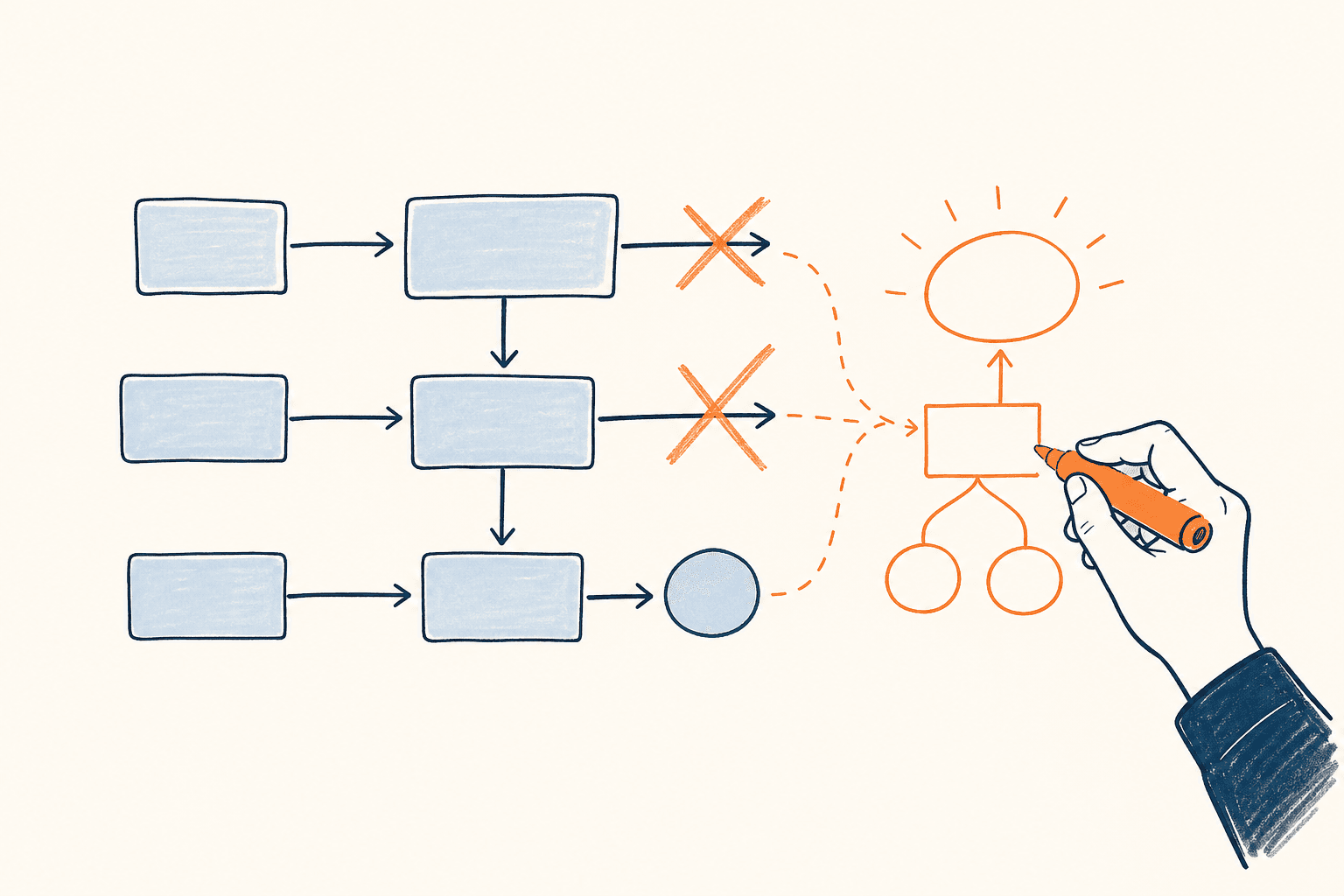 Workshop teardown mapping a real business process onto growth, cost and scale levers